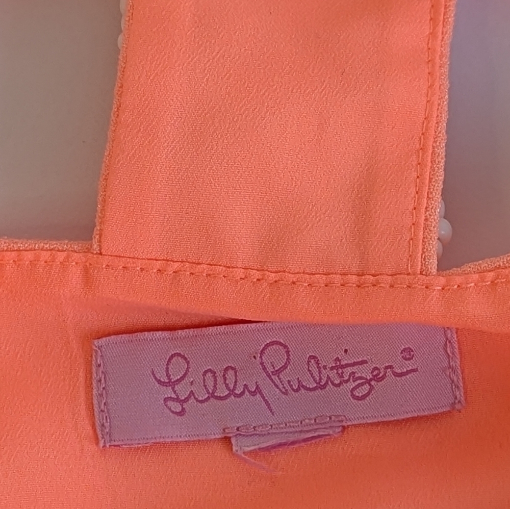 Lilly Pulitzer Mason Beaded Sleeveless Shift Mini Dress Coral Orange sz 6/ 8 - Picture 5 of 9